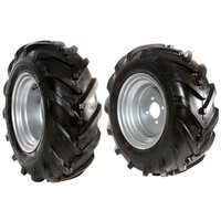 Pair of 16-6.50/8" tyred wheels - Fixed disc