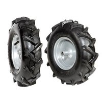 Pair of tyred wheels 3.50x6" - Fixed disc
