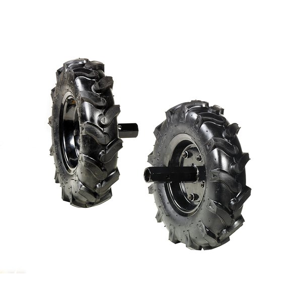 Pair of 3.50-6" tyred wheels