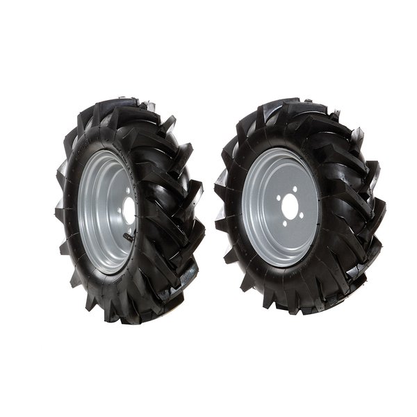 Pair of tyred wheels 4.00x10" - Fixed disc