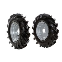 Pair of 4.00x8" tyred wheels - Fixed disc