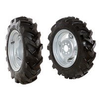 Pair of tyred wheels 4.00x10" - Adjustable disc