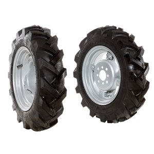 Pair of 4.00x10" tyred wheels - Adjustable disc
